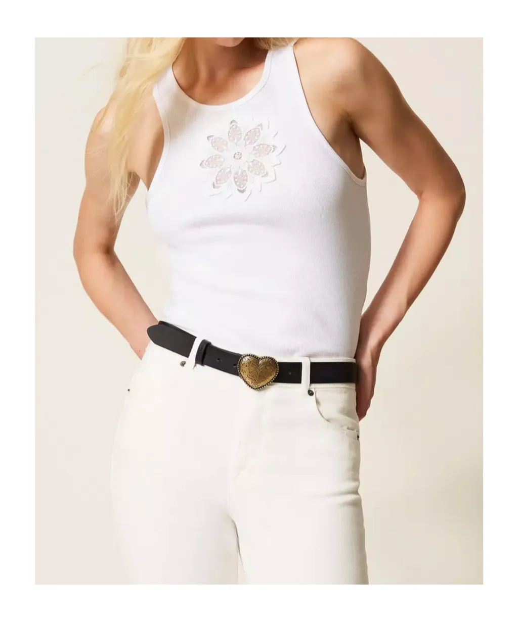 Twinset Floral Embroidered Tank Top