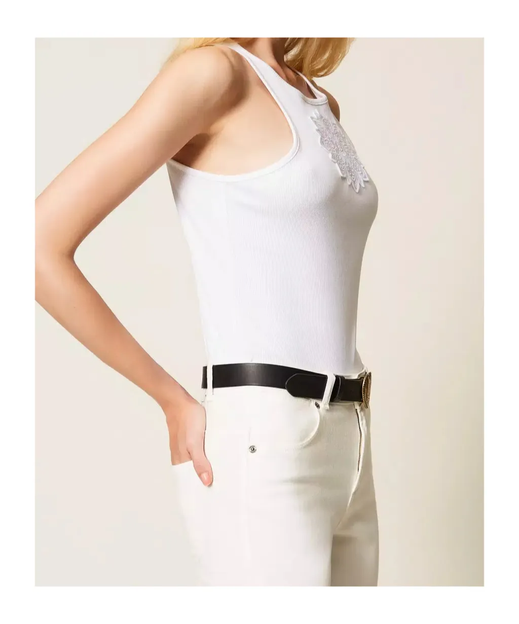 Twinset Floral Embroidered Tank Top