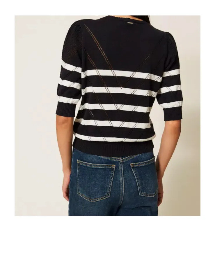 Twinset Striped V-Neck Knitted Top