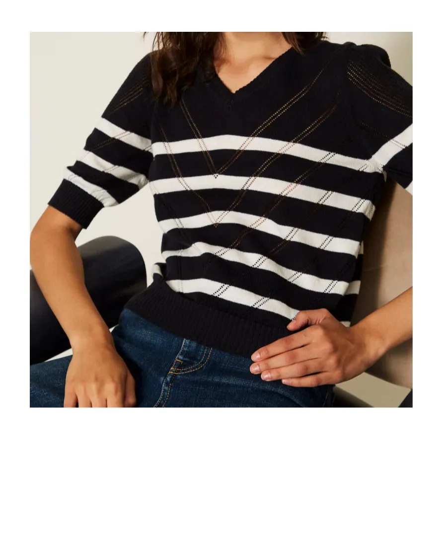 Twinset Striped V-Neck Knitted Top