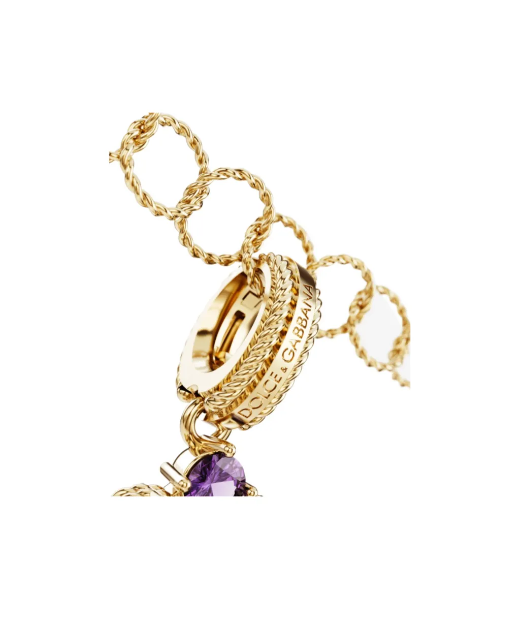 Rainbow Alphabet B 18Kt Yellow Gold Multi-Stone Pendant