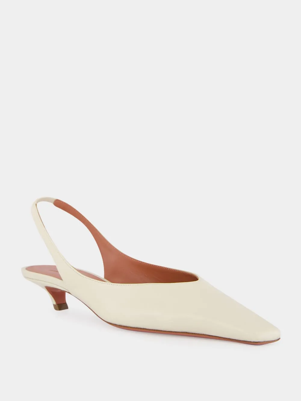 Almond Jamie Slingback Mid-Heel Pumps