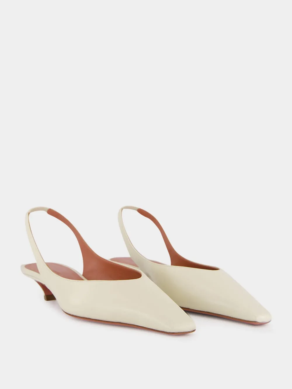 Almond Jamie Slingback Mid-Heel Pumps