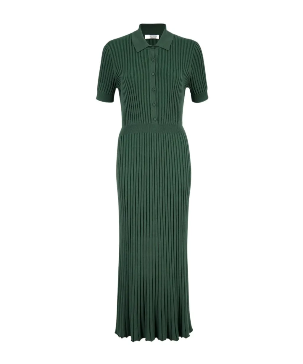 Amor Knit Midi Dress In English Green