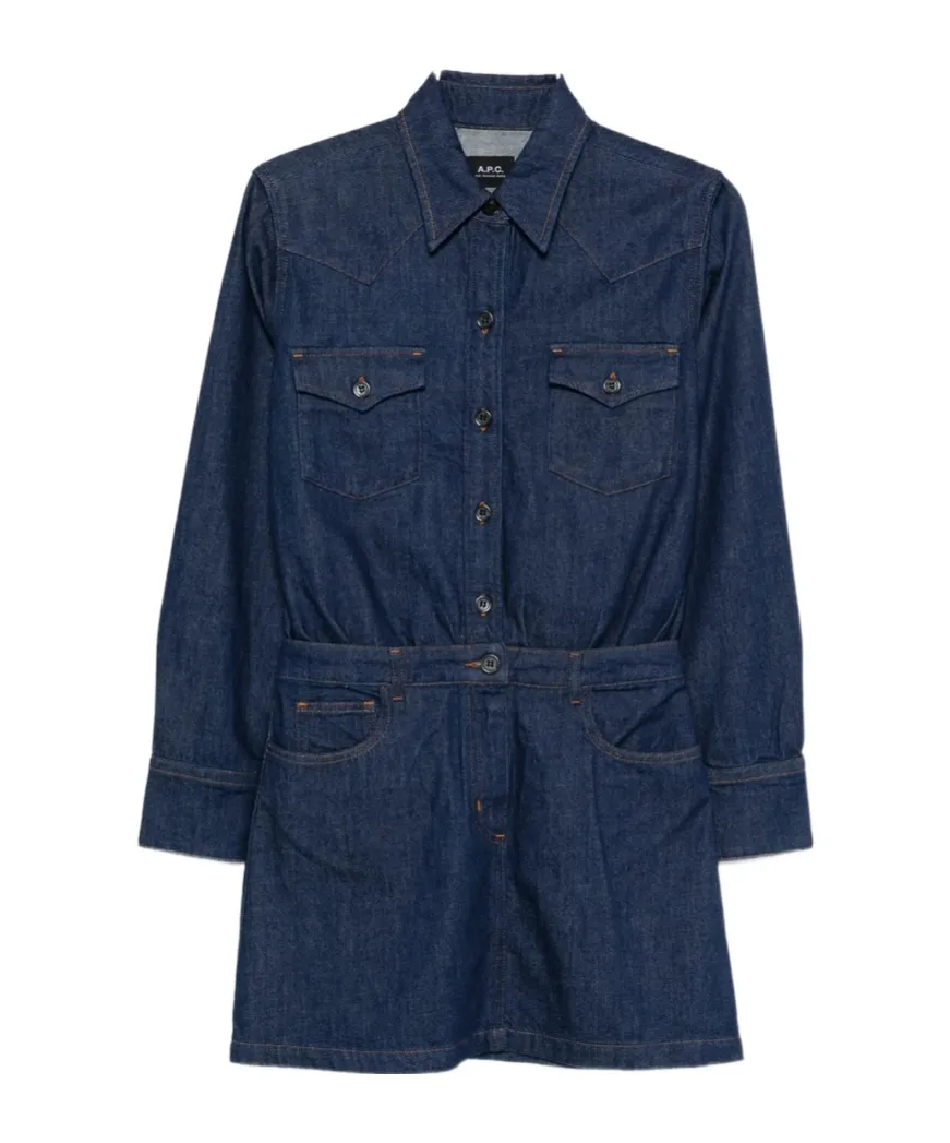 A.P.C. Long Sleeved Denim Mini Dress