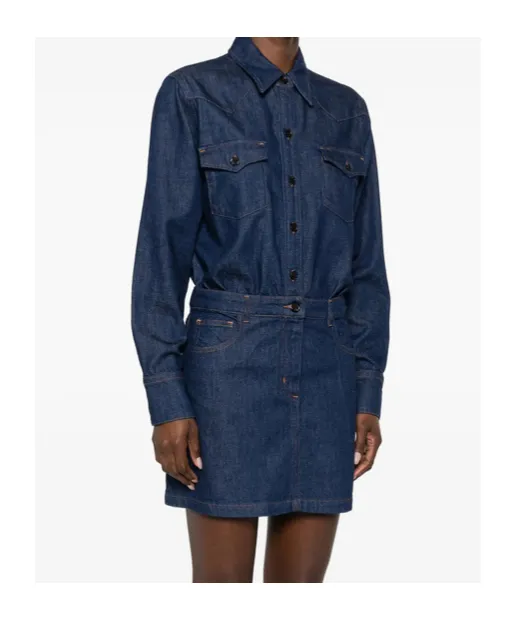 A.P.C. Long Sleeved Denim Mini Dress