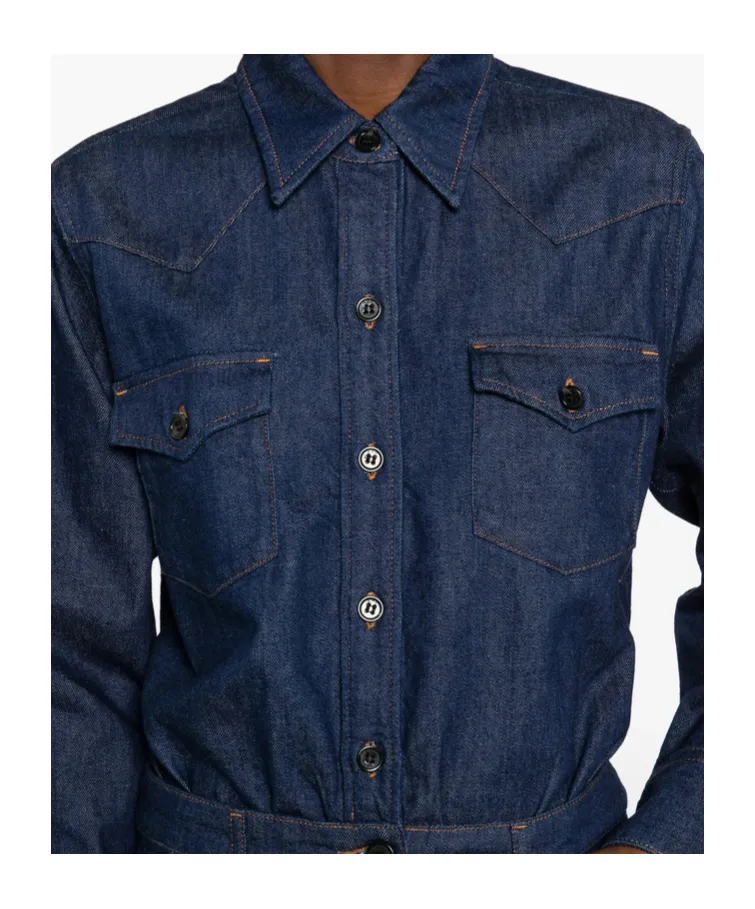 A.P.C. Long Sleeved Denim Mini Dress