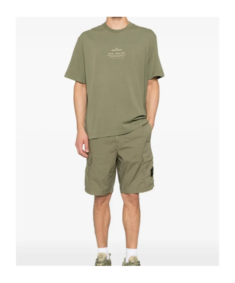 Stone Island Logo Printed Crewneck T-Shirt