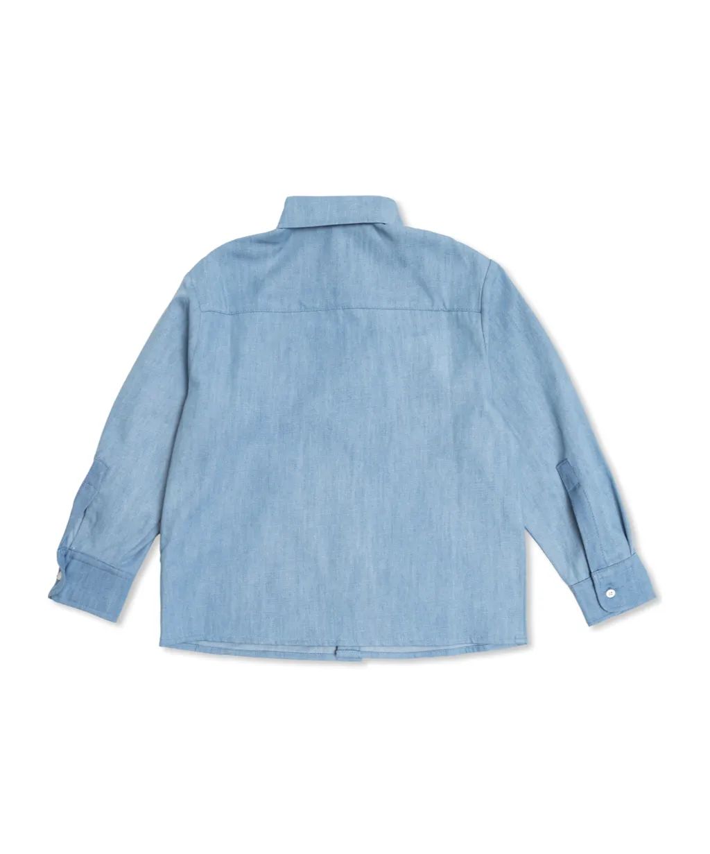 Balmain Kids Logo Embroidered Button-Up Shirt