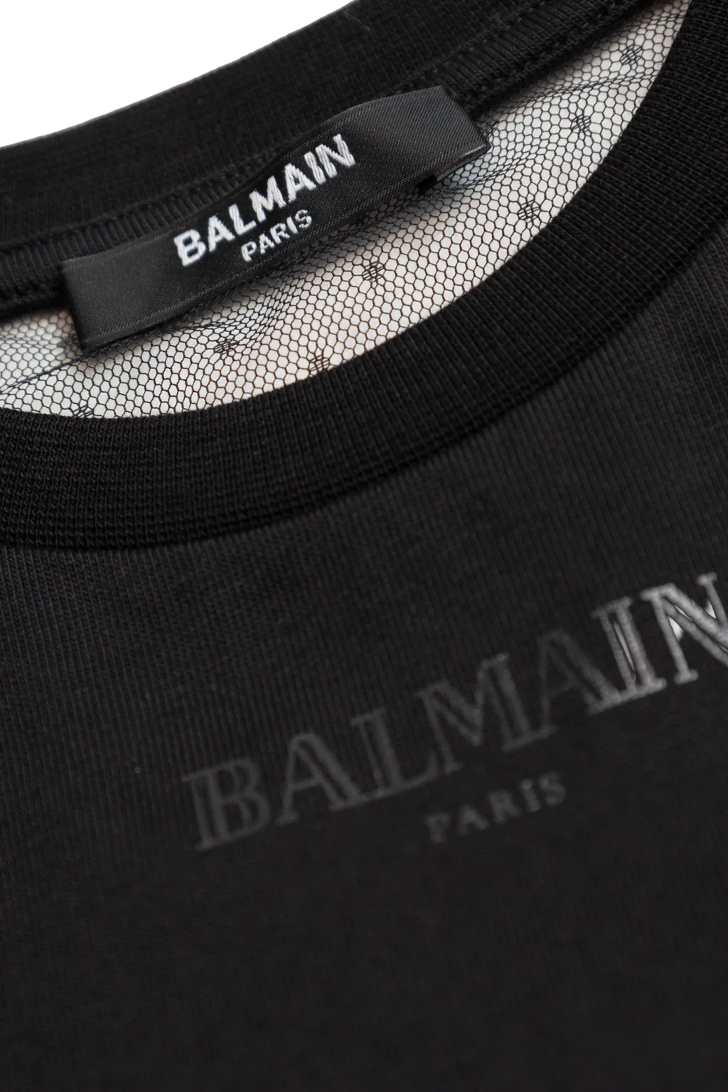 Balmain Kids Crewneck Tulle-Sleeved T-Shirt