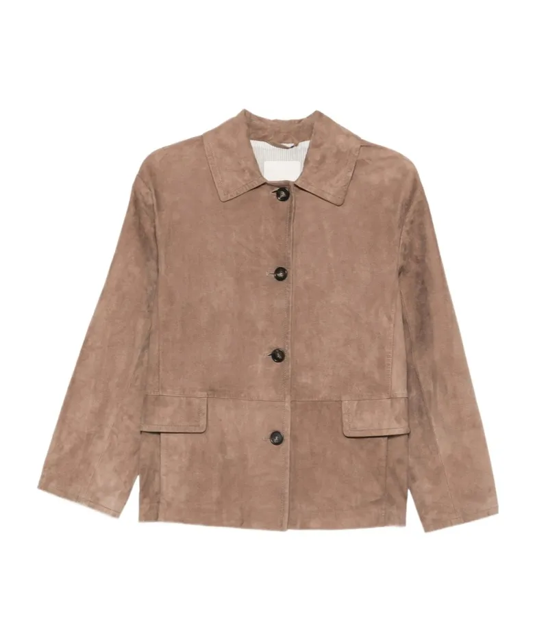 Long-Sleeved Leather Jacket
