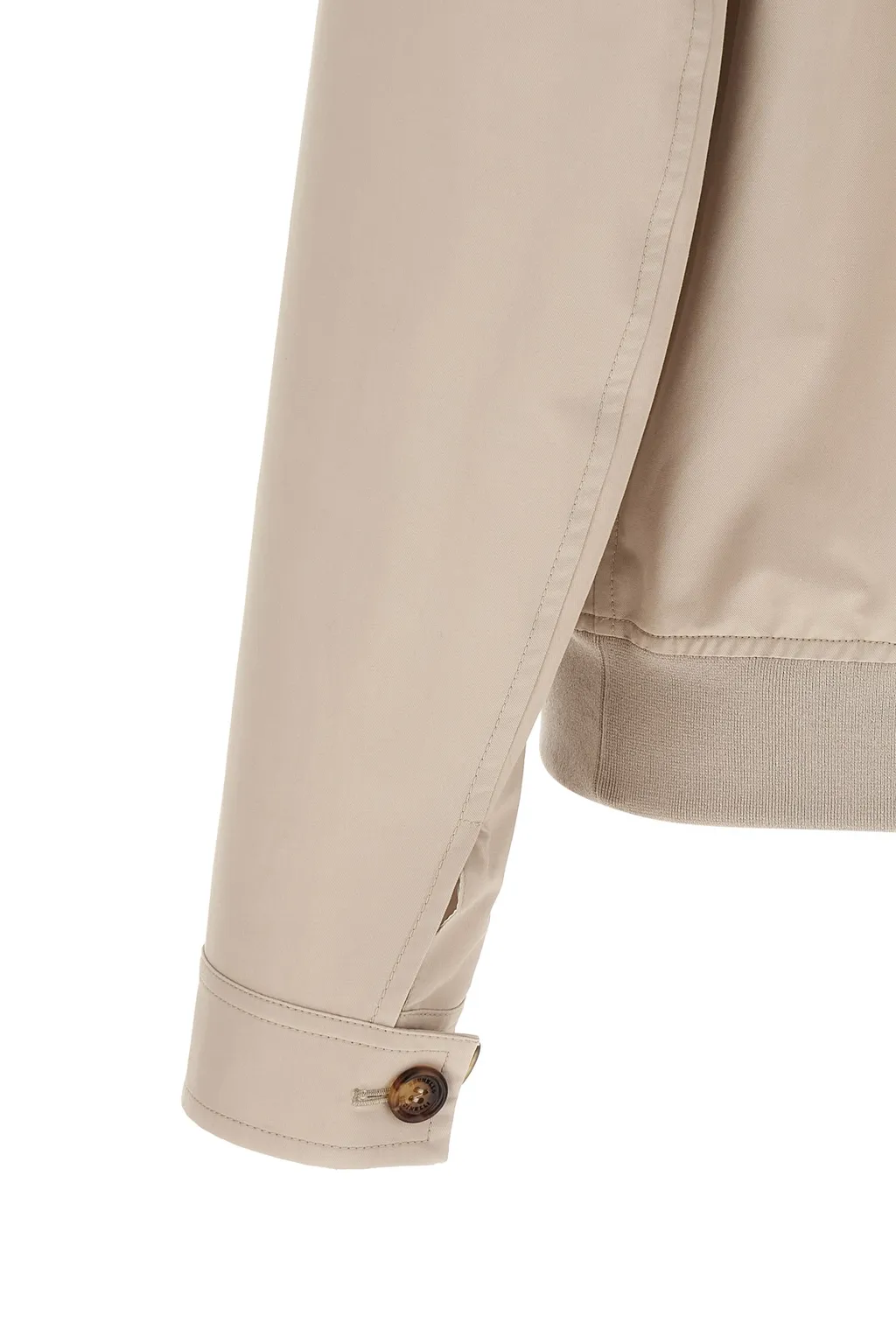 Brunello Cucinelli Buttoned Ribbed Hem Bomber Jacket