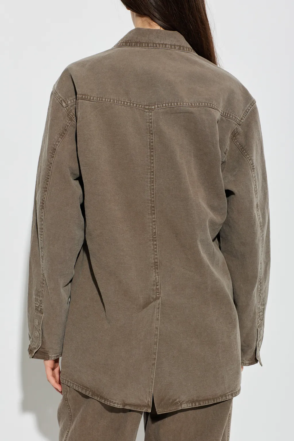 Double-Breasted Long-Sleeved Denim Jacket