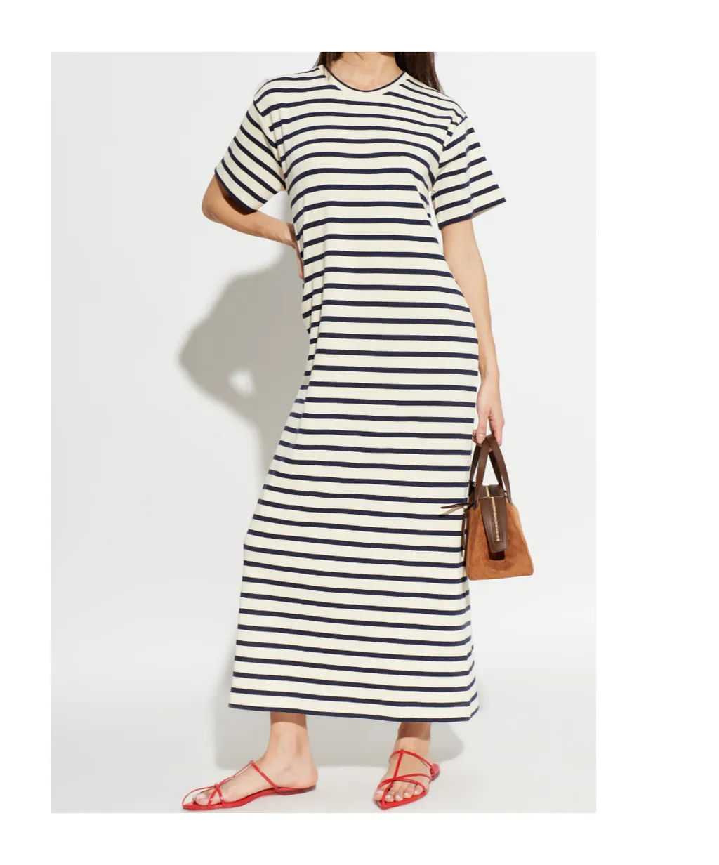 Jil Sander+ Short Sleeve Stripe Pattern Dress