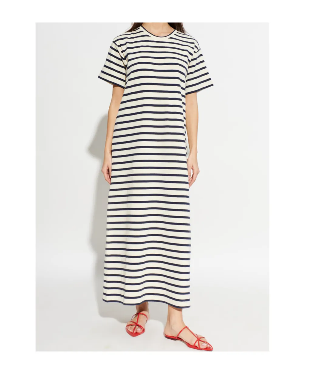 Jil Sander+ Short Sleeve Stripe Pattern Dress