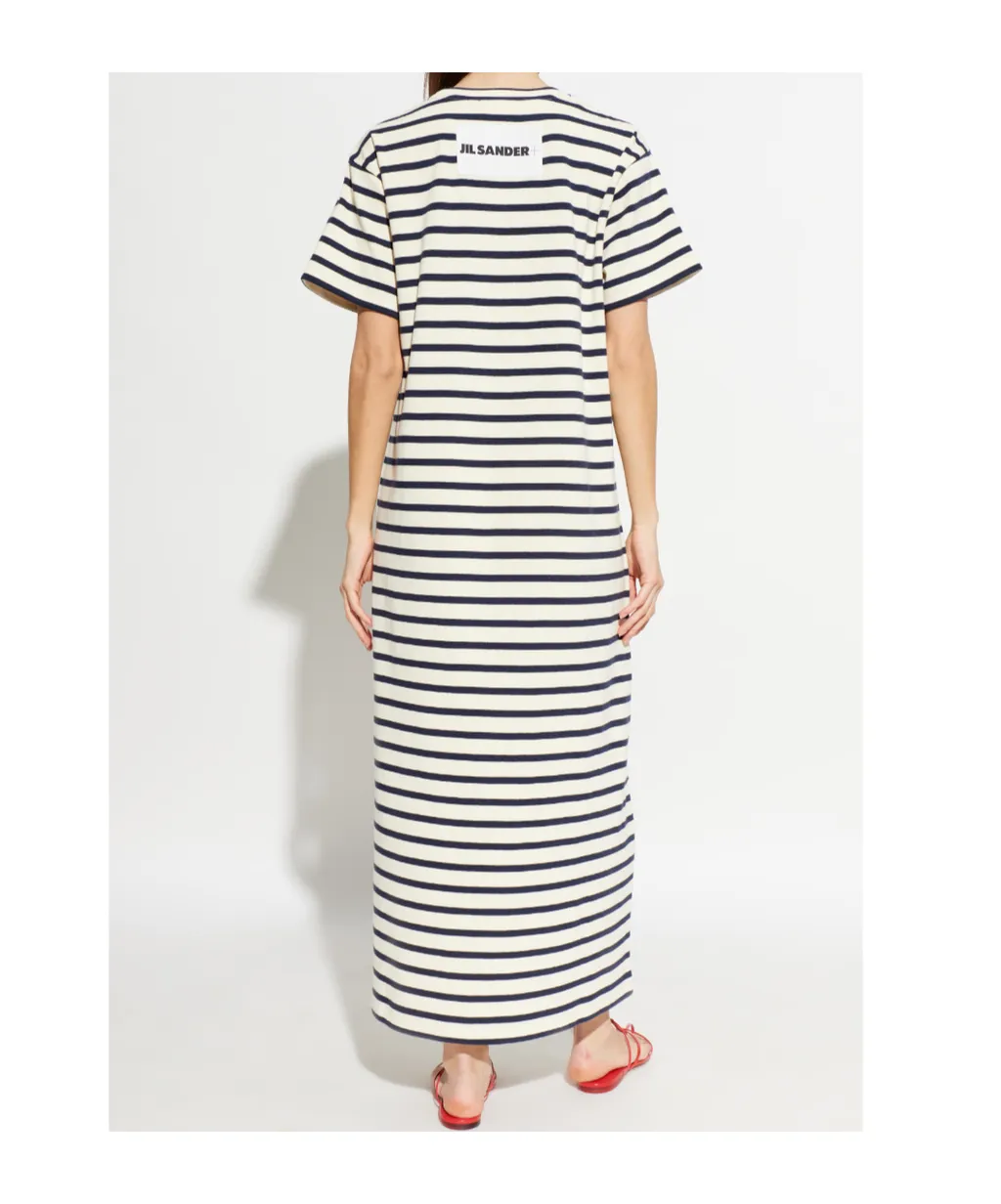 Jil Sander+ Short Sleeve Stripe Pattern Dress