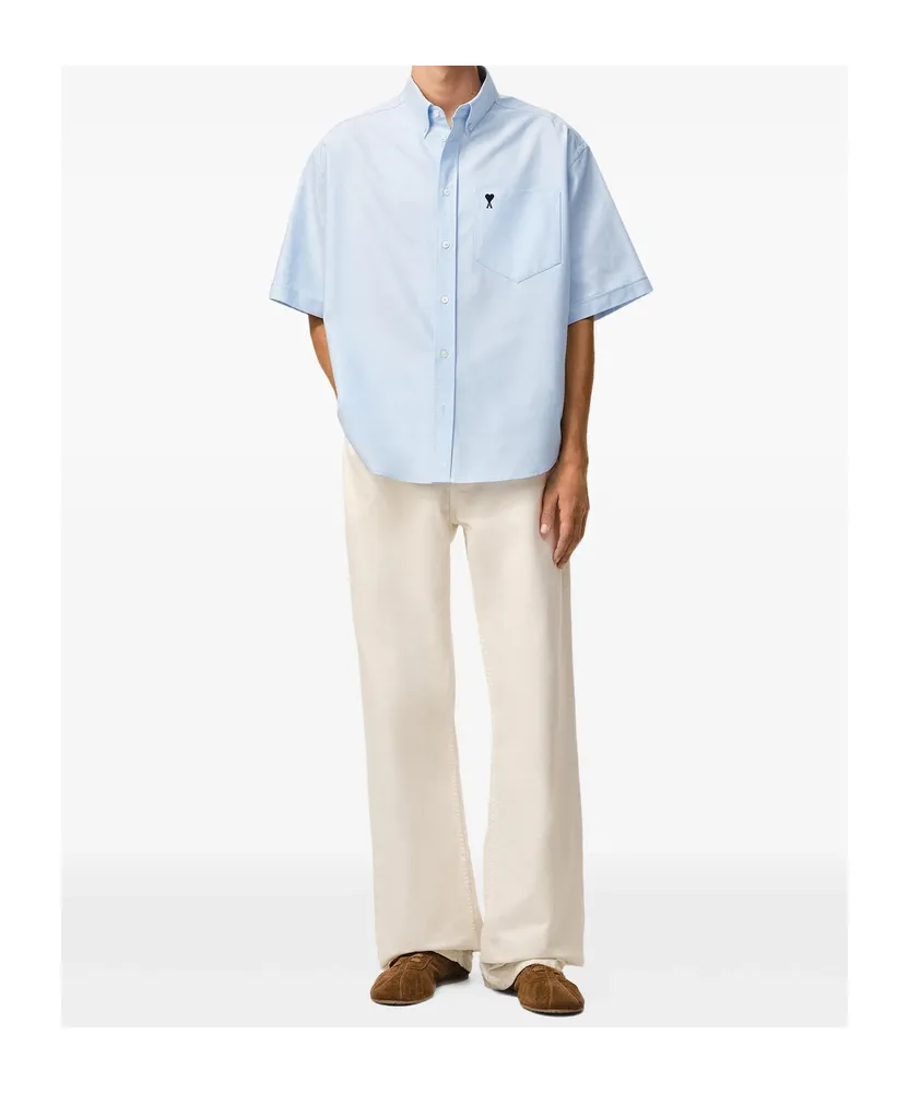 Ami Paris Short-Sleeved Curved Hem Shirt
