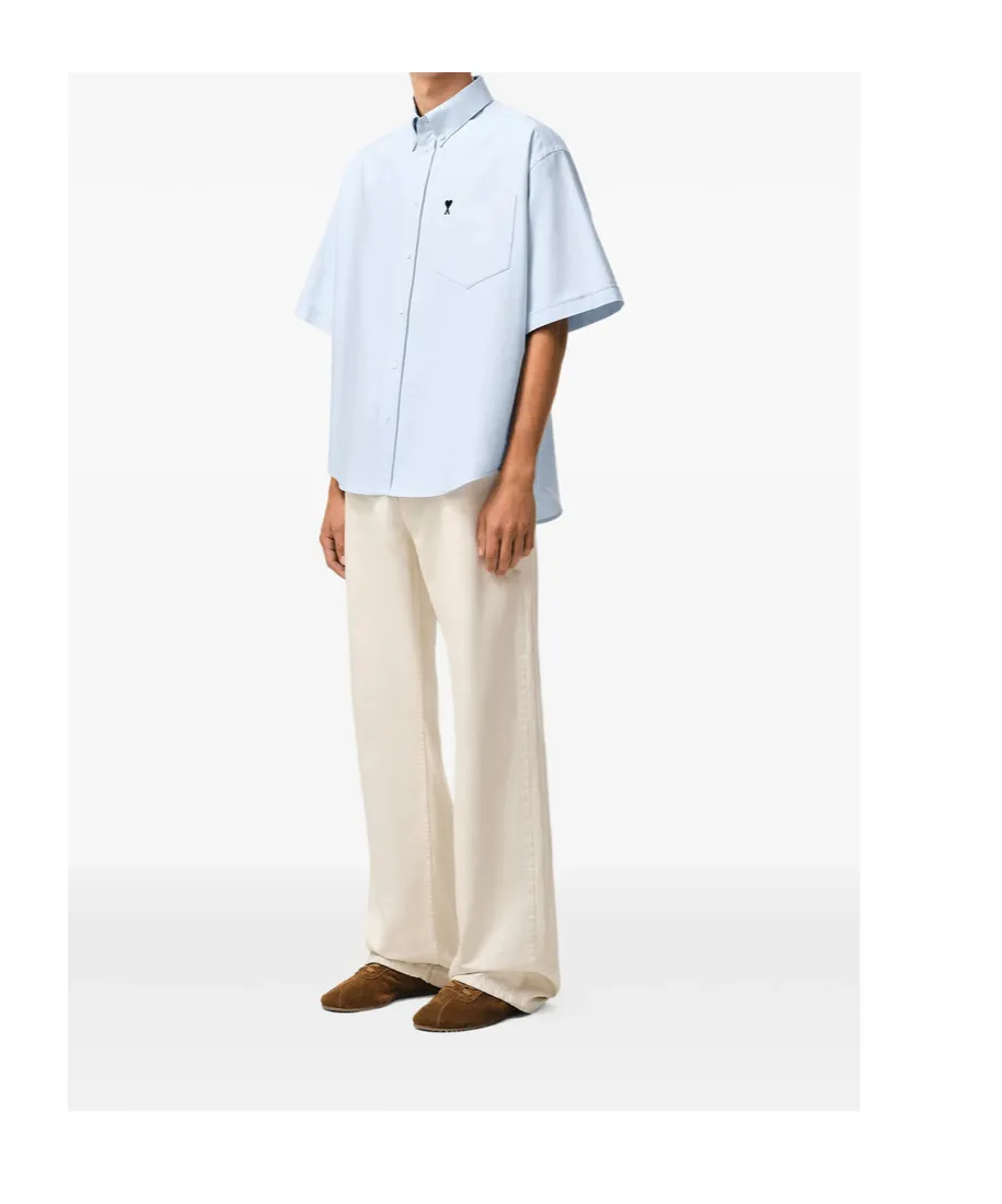 Ami Paris Short-Sleeved Curved Hem Shirt