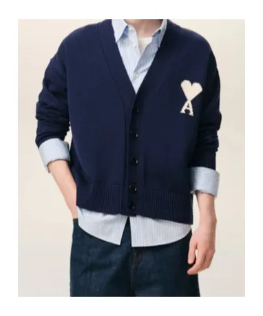 Ami Paris Ami De Coeur V-Neck Cardigan