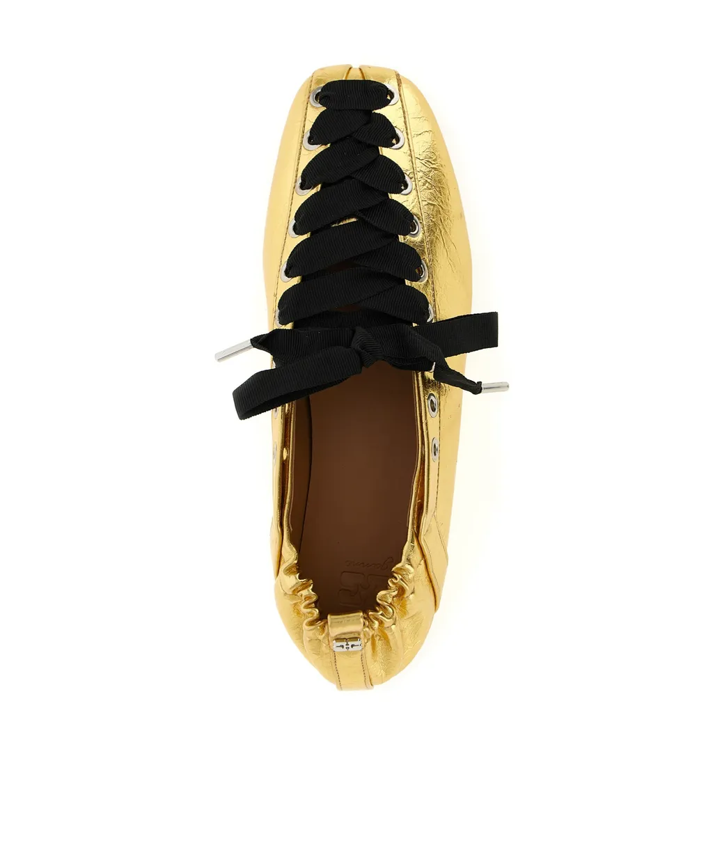 Ganni Logo Plaque Ballet Flats