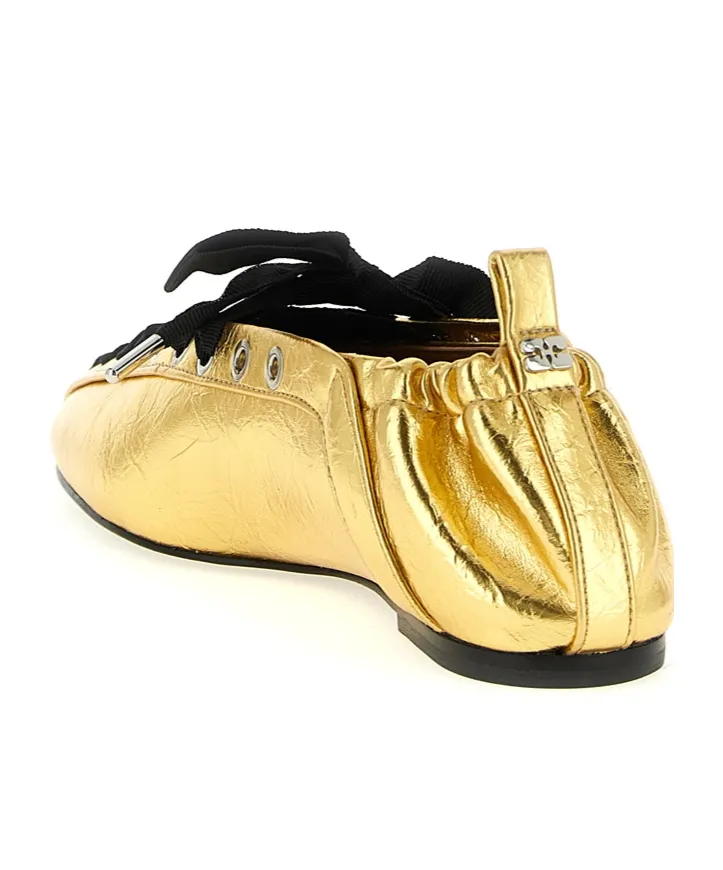 Ganni Logo Plaque Ballet Flats