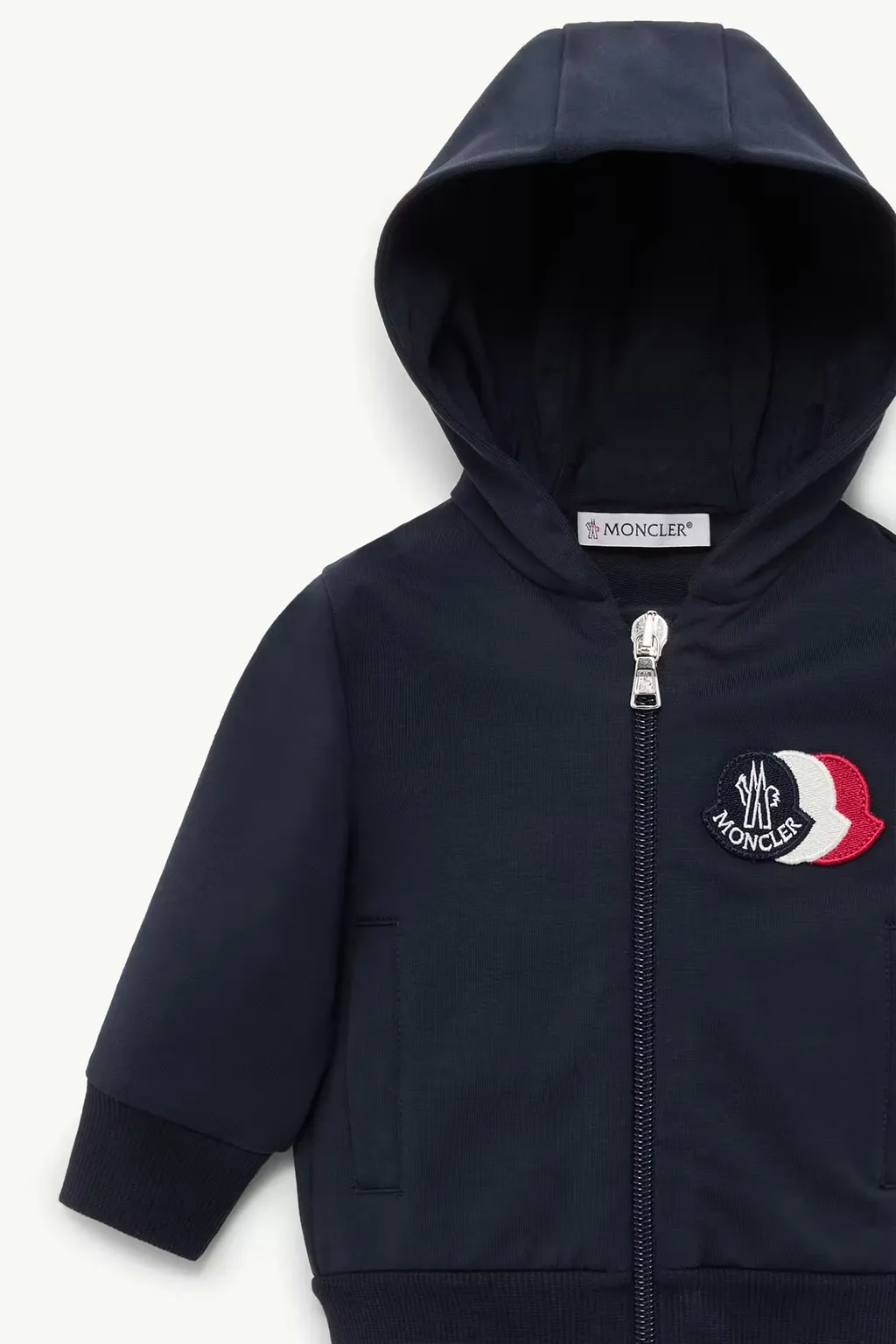 Moncler Enfant Tricolor Logo Zip-Up Hoodie
