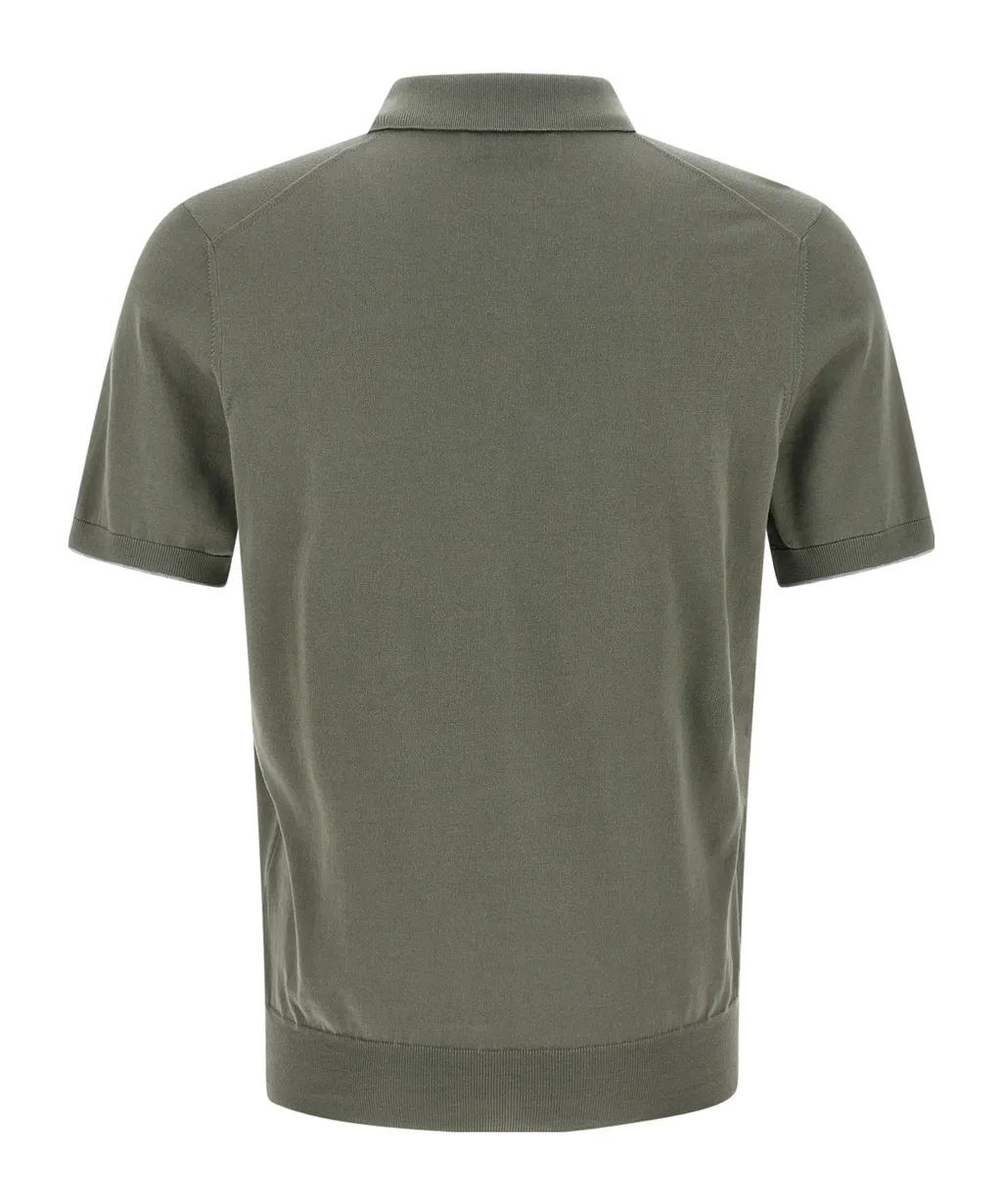 Brunello Cucinelli Short Sleeved Ribbed Polo Shirt