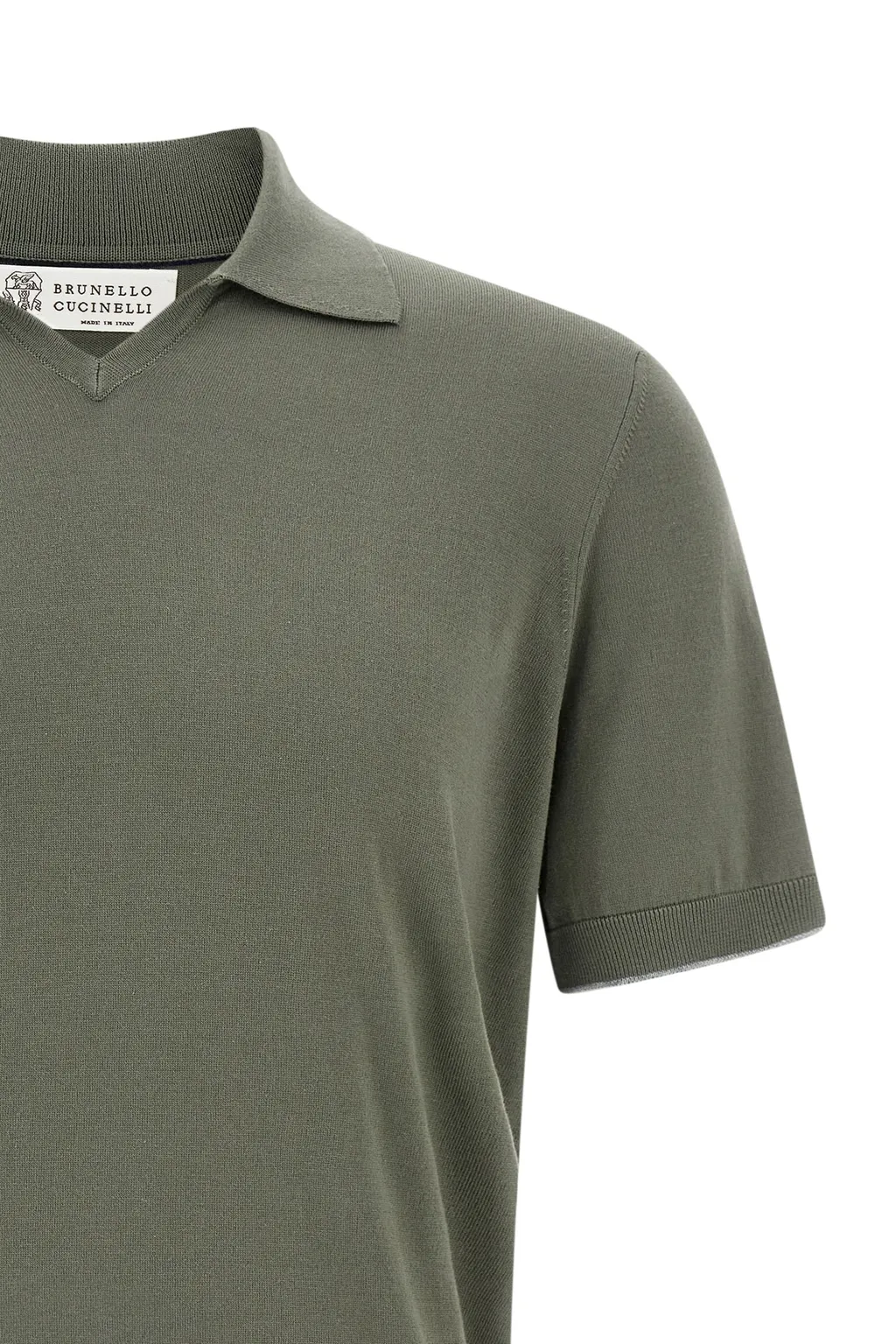 Brunello Cucinelli Short Sleeved Ribbed Polo Shirt
