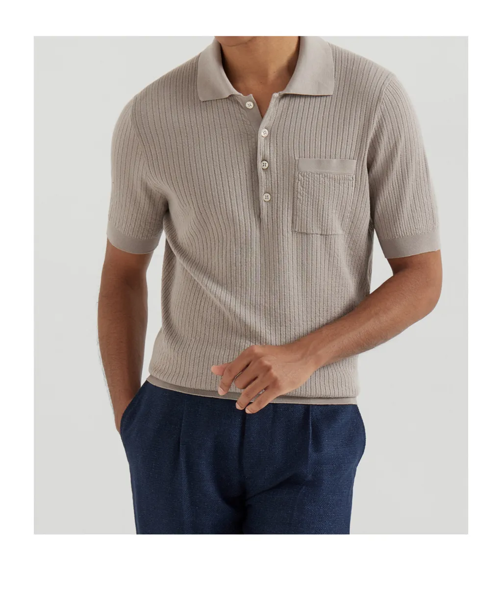 Brunello Cucinelli Ribbed Lightweight Knitted Polo Shirt