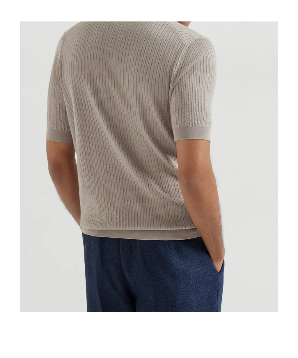 Brunello Cucinelli Ribbed Lightweight Knitted Polo Shirt