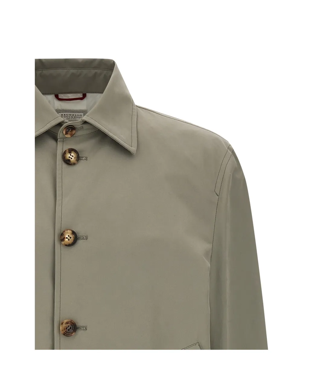 Brunello Cucinelli Buttoned Ribbed Hem Bomber Jacket