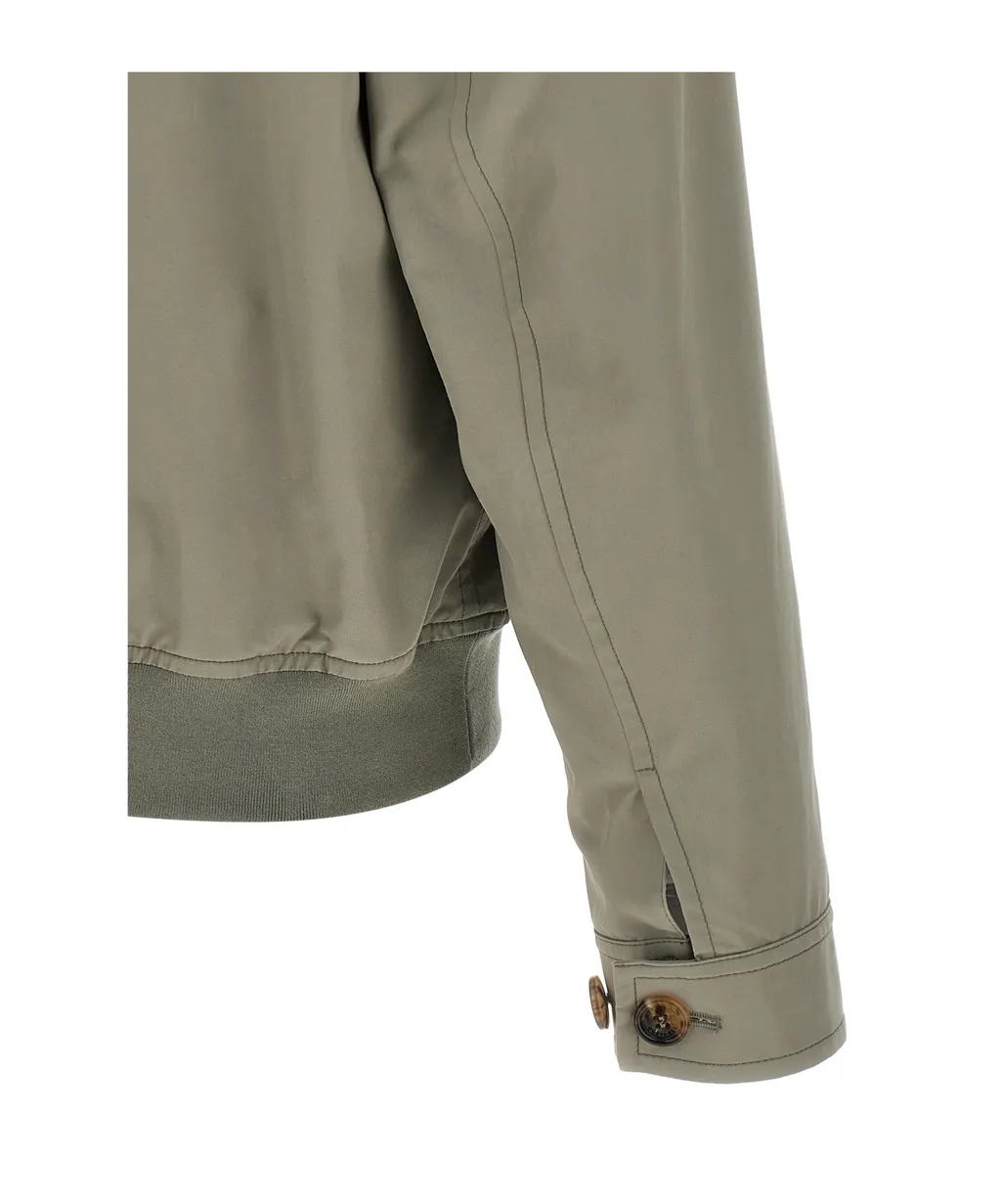 Brunello Cucinelli Buttoned Ribbed Hem Bomber Jacket