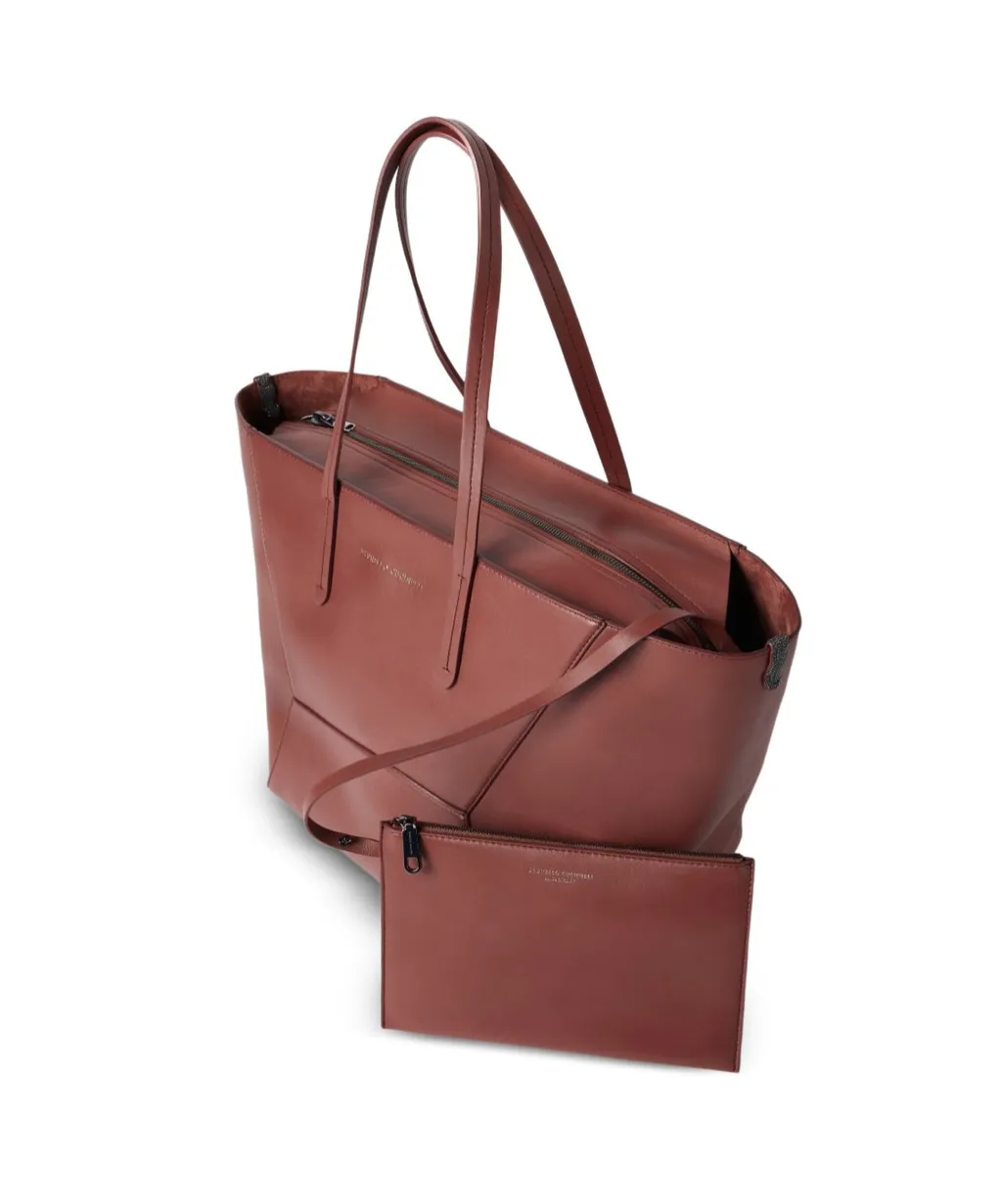 Monili-Detail Leather Tote Bag