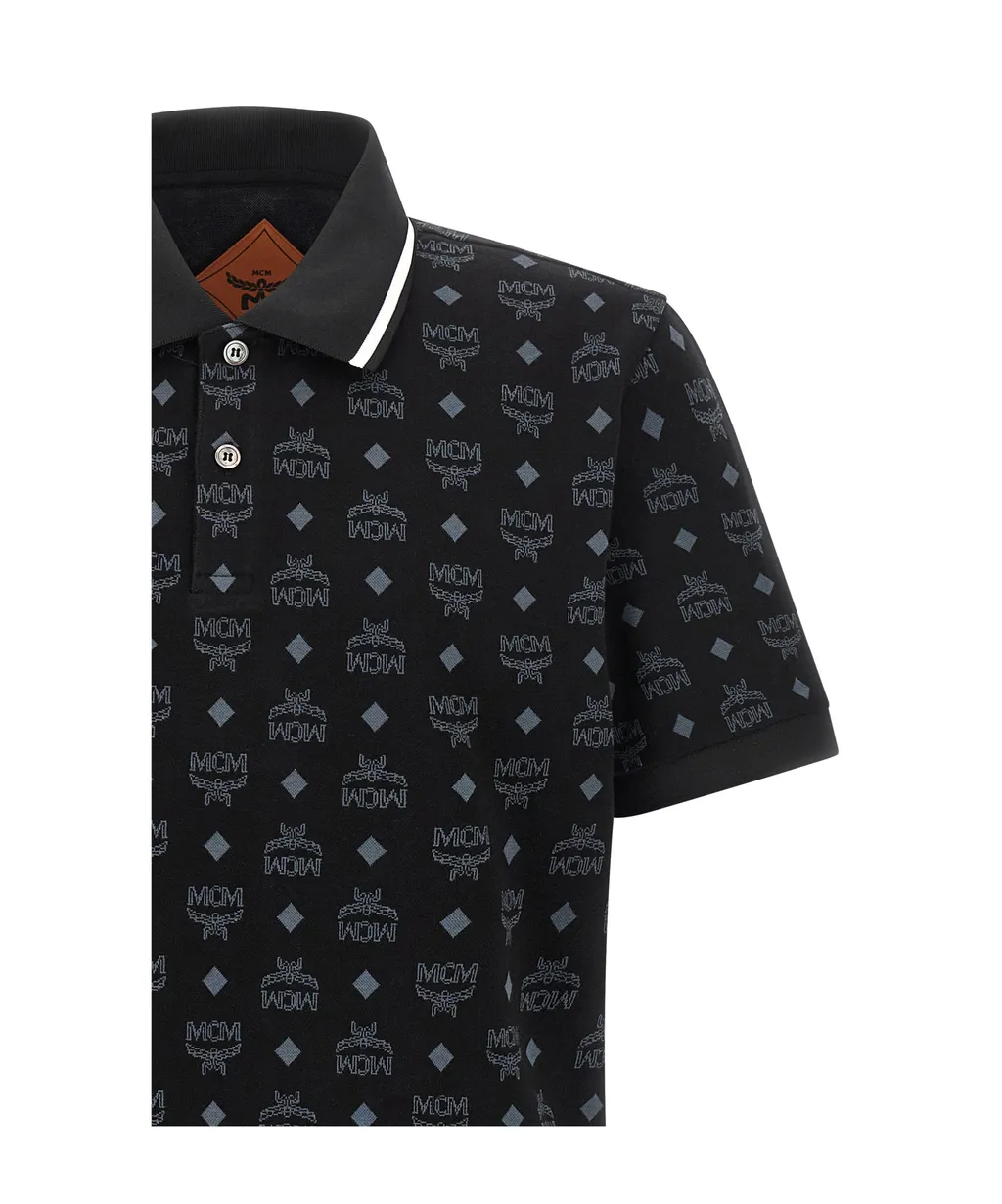Mcm All-Over Logo Printed Polo Shirt