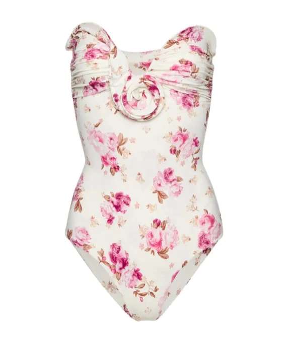 Magda Butrym Sculptural Rose Bustier Swimsuit