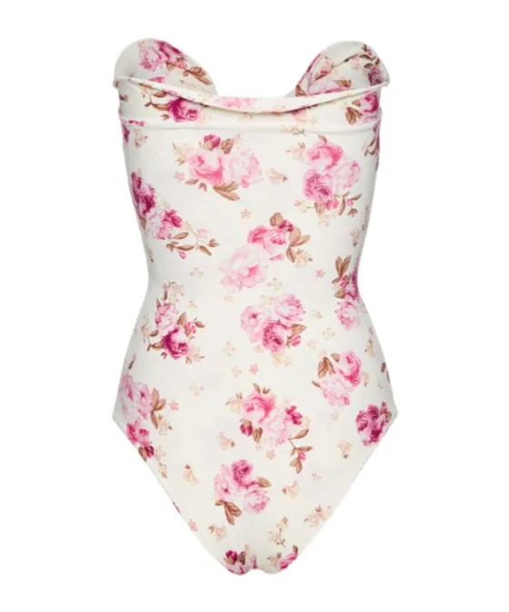 Magda Butrym Sculptural Rose Bustier Swimsuit