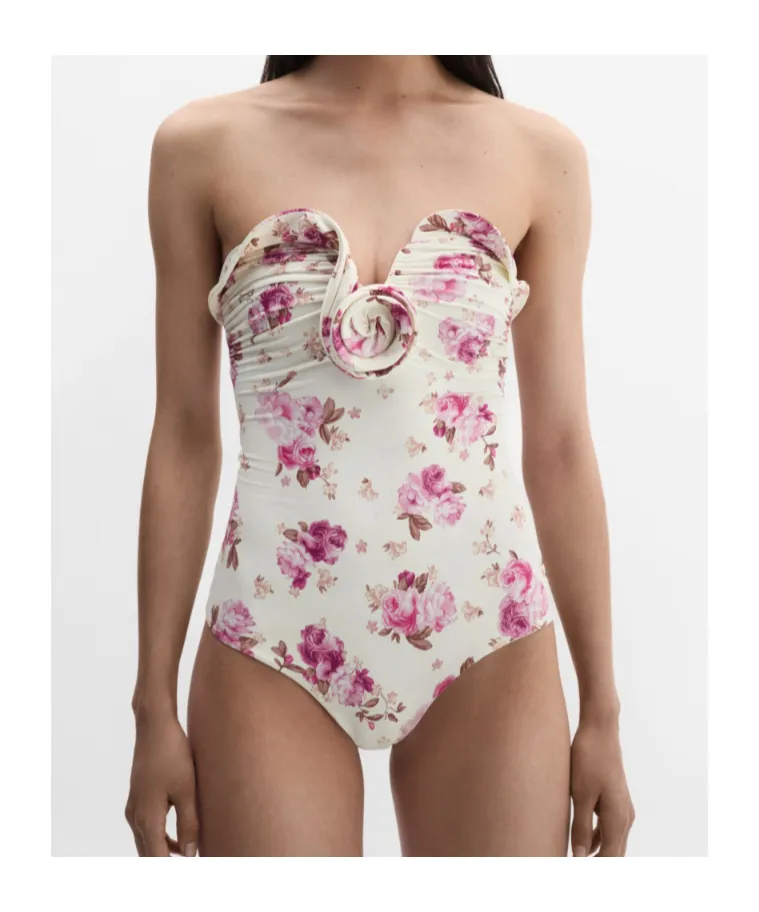 Magda Butrym Sculptural Rose Bustier Swimsuit