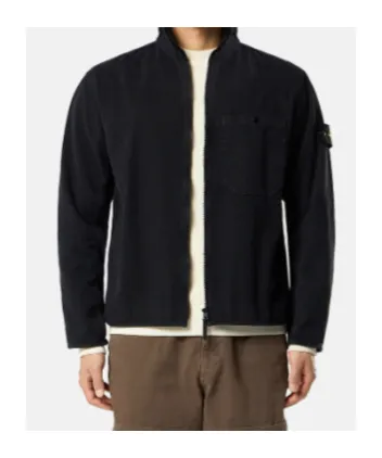 Stone Island Logo Patch Zipped Overshirt