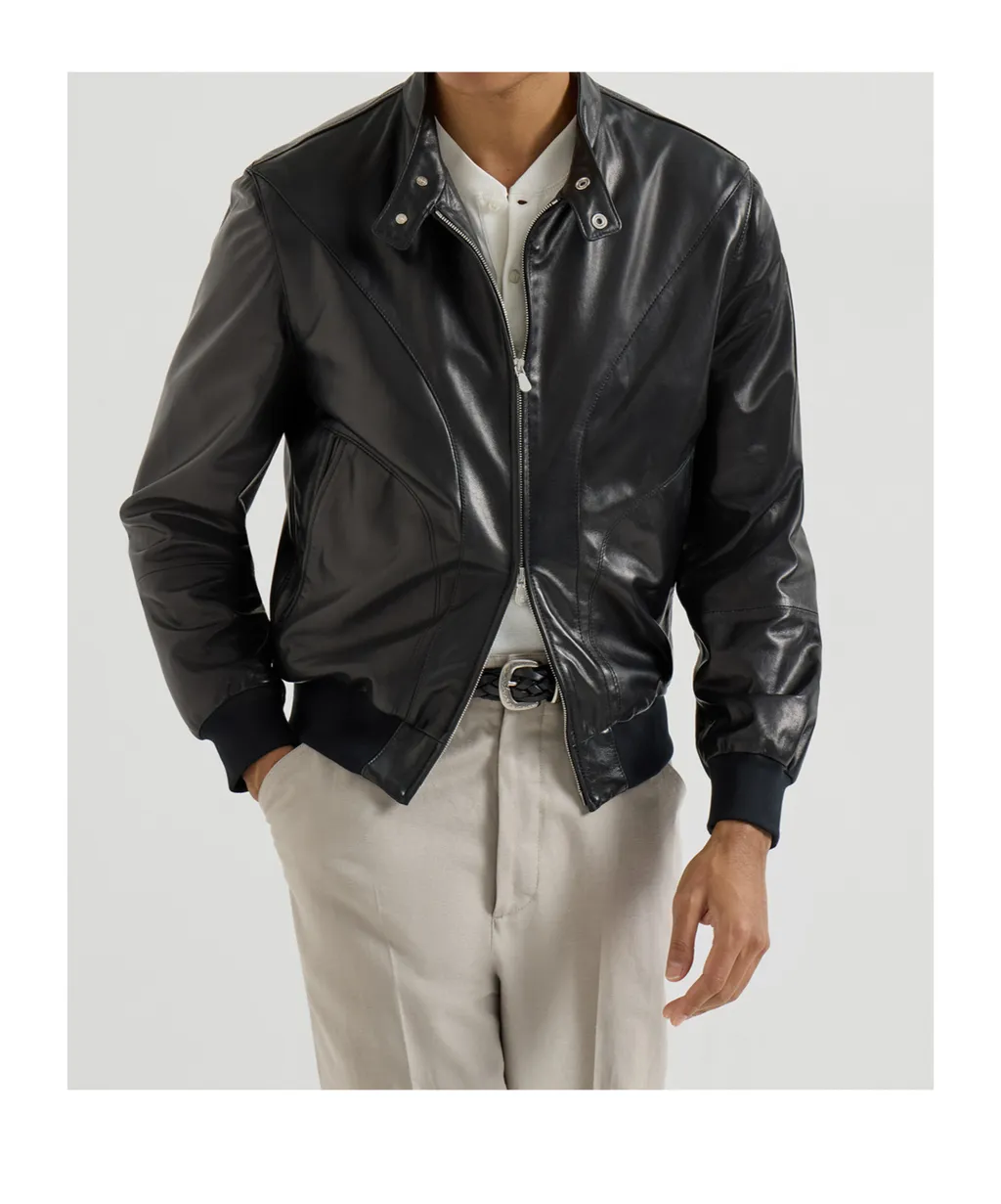Zip-Fastening Leather Jacket
