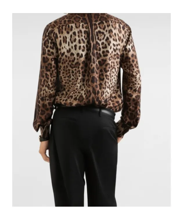 Leopard Print Silk Twill Gold Shirt
