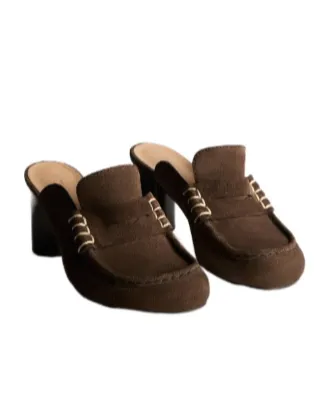 Loafer Mule Sandal In Chocolate Brown