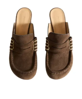 Loafer Mule Sandal In Chocolate Brown