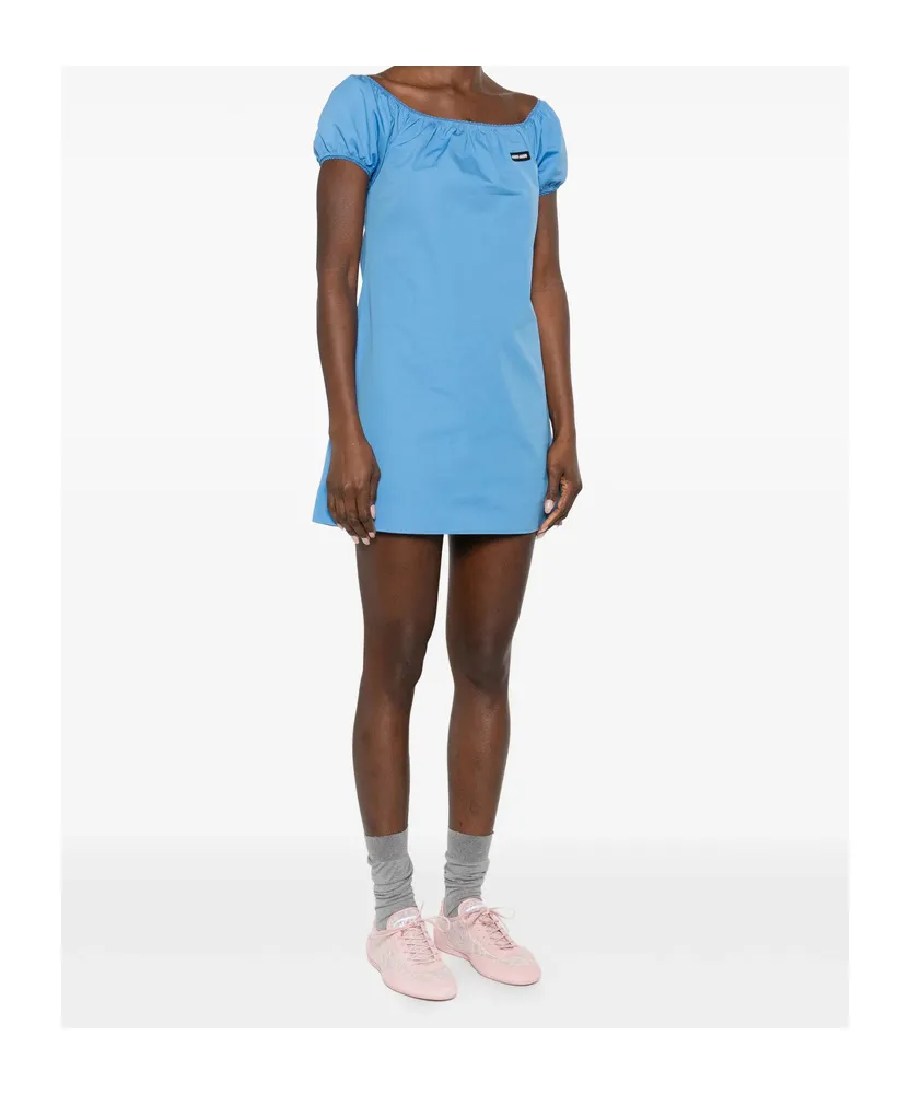 Miu Miu Logo Detailed Mini Dress