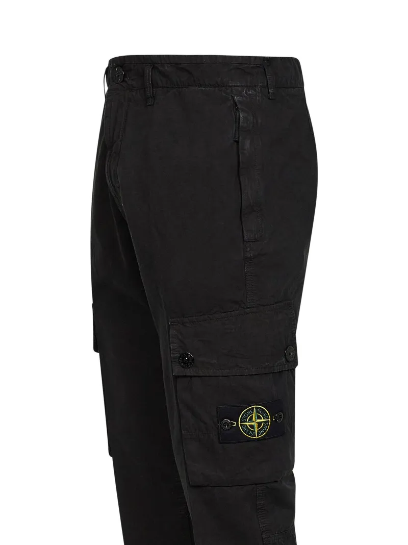 Stone Island Logo Patch Tapered Leg Trousers