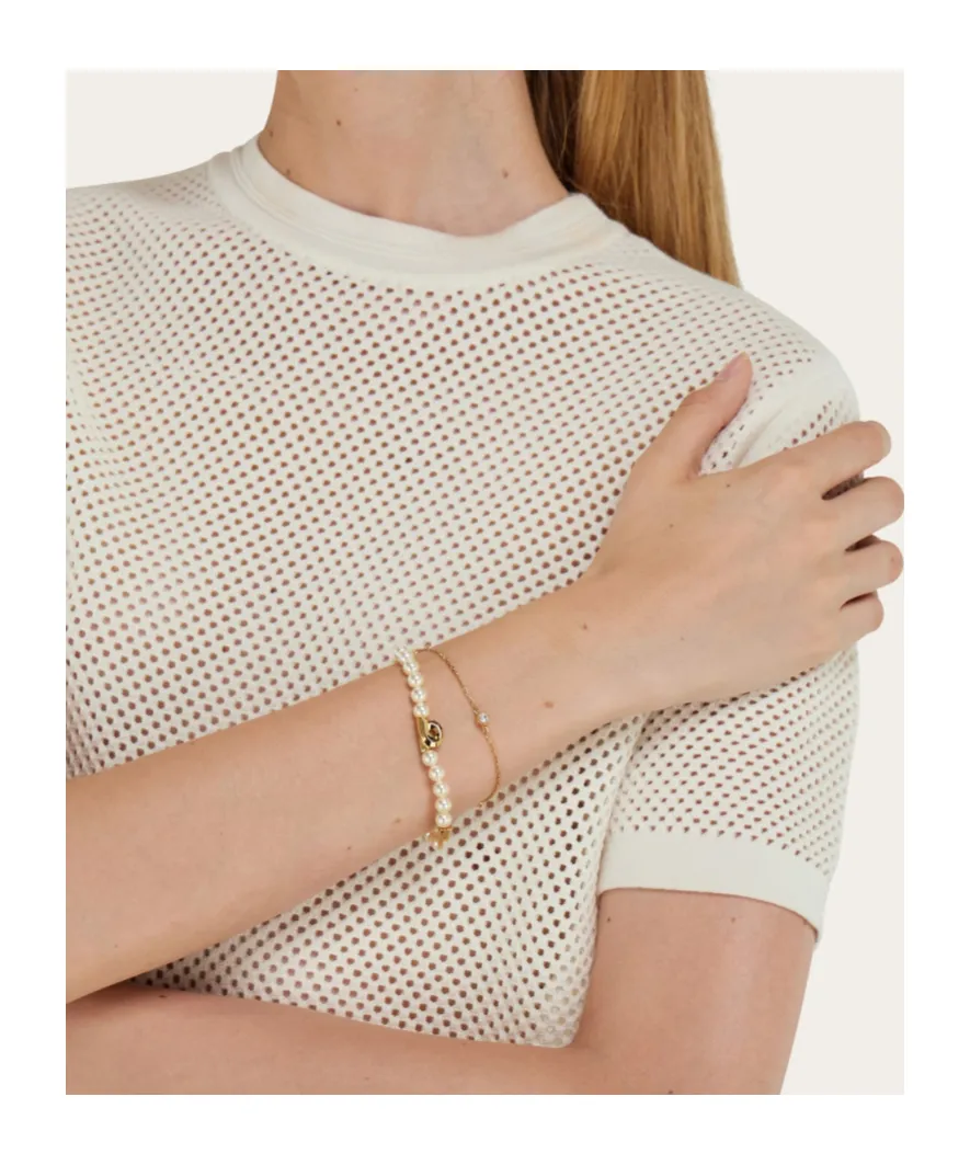 Double Strand Bracelet With Pearls