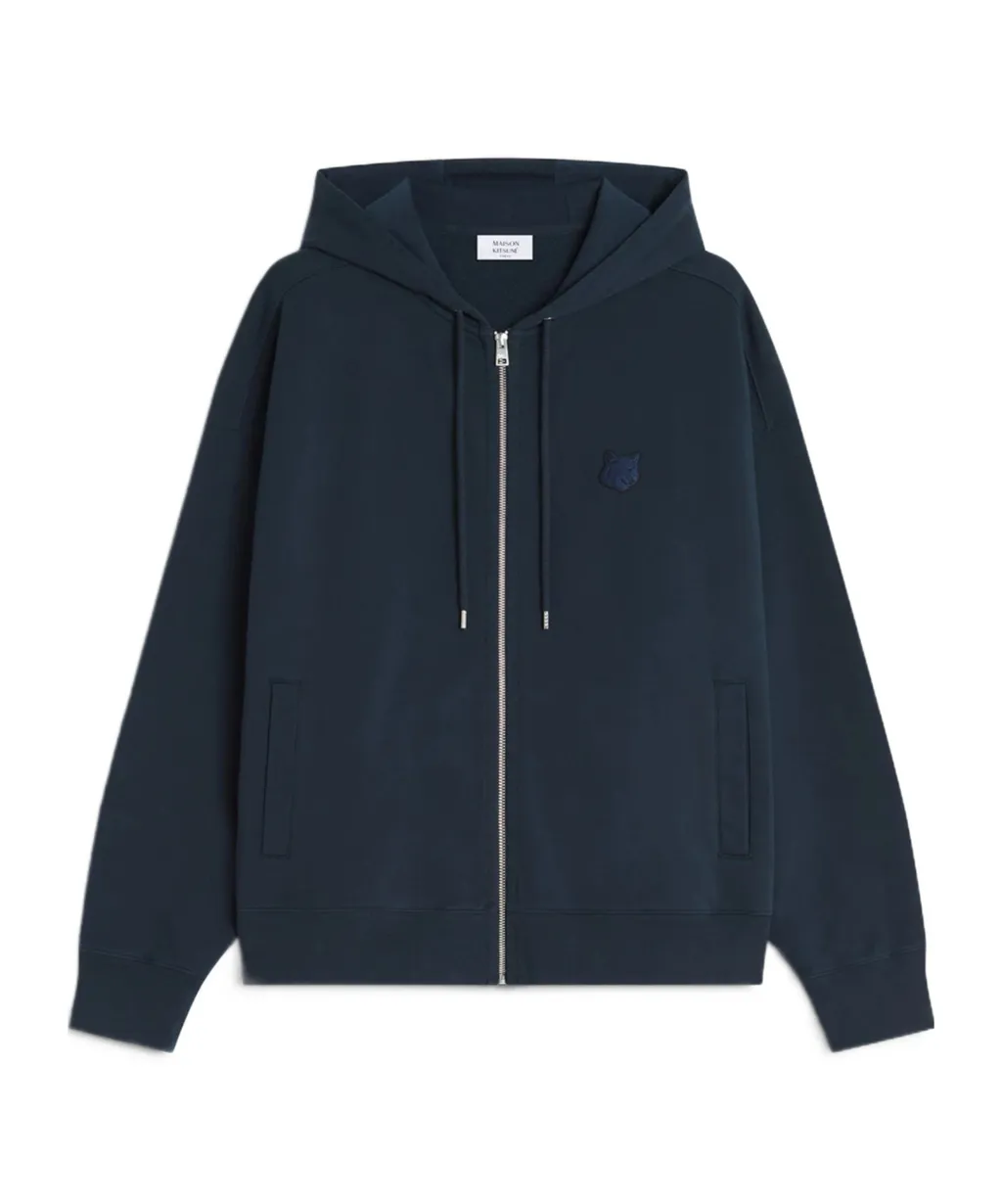Bold Fox Head Patch Zipped Hoodie