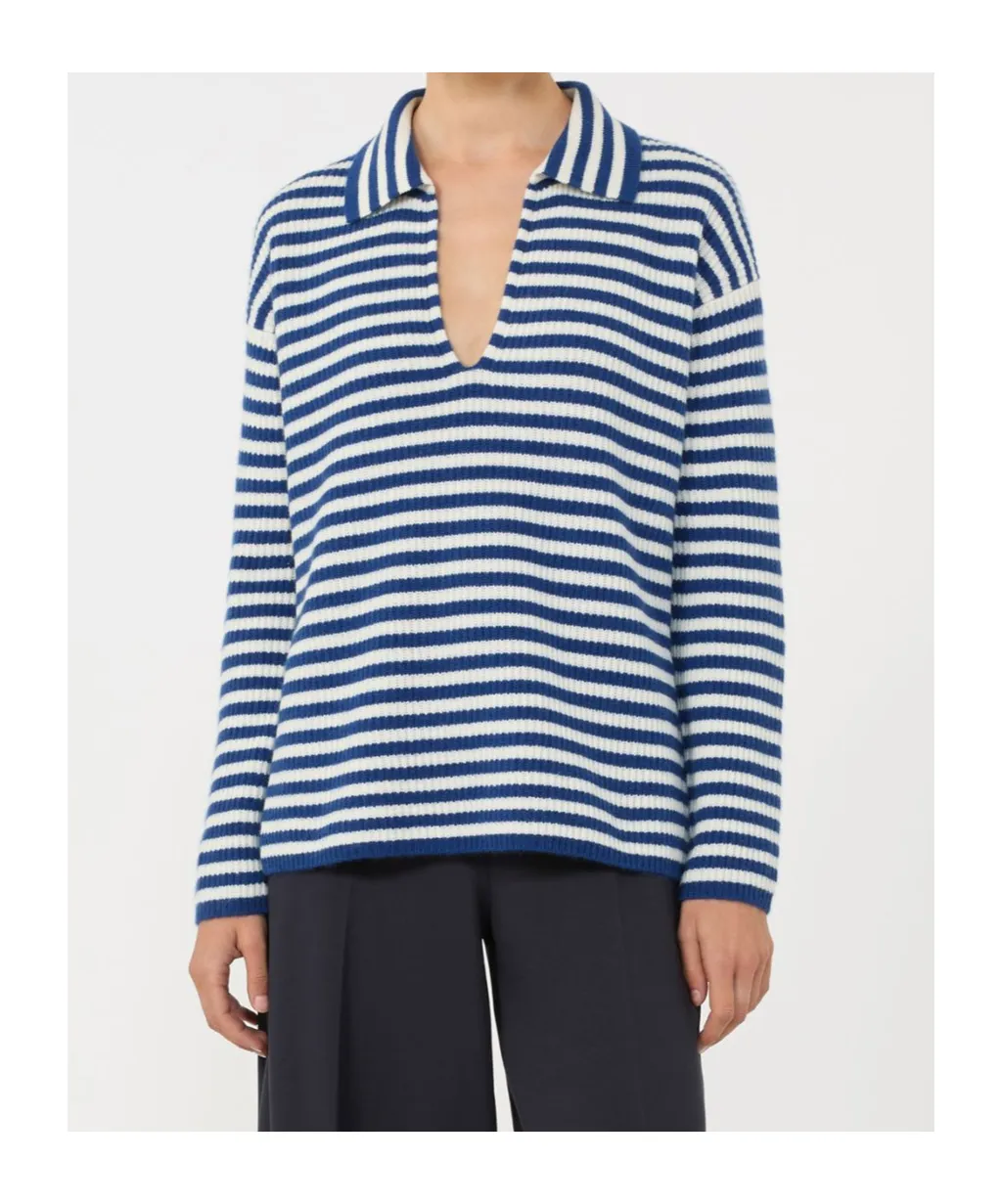 Long-Sleeved Cashmere Knit Polo Shirt