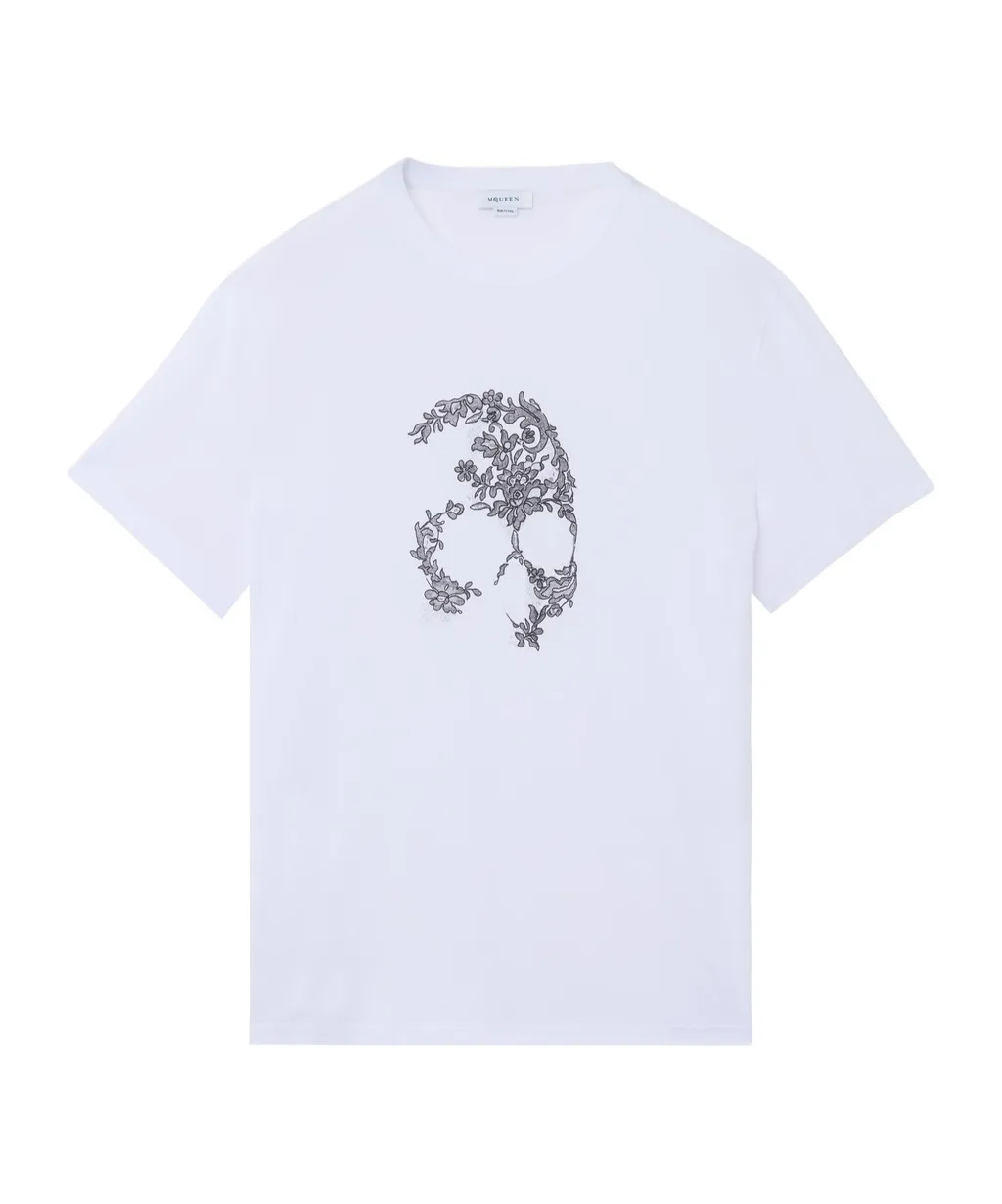 Alexander Mcqueen Lace Skull Crewneck T-Shirt