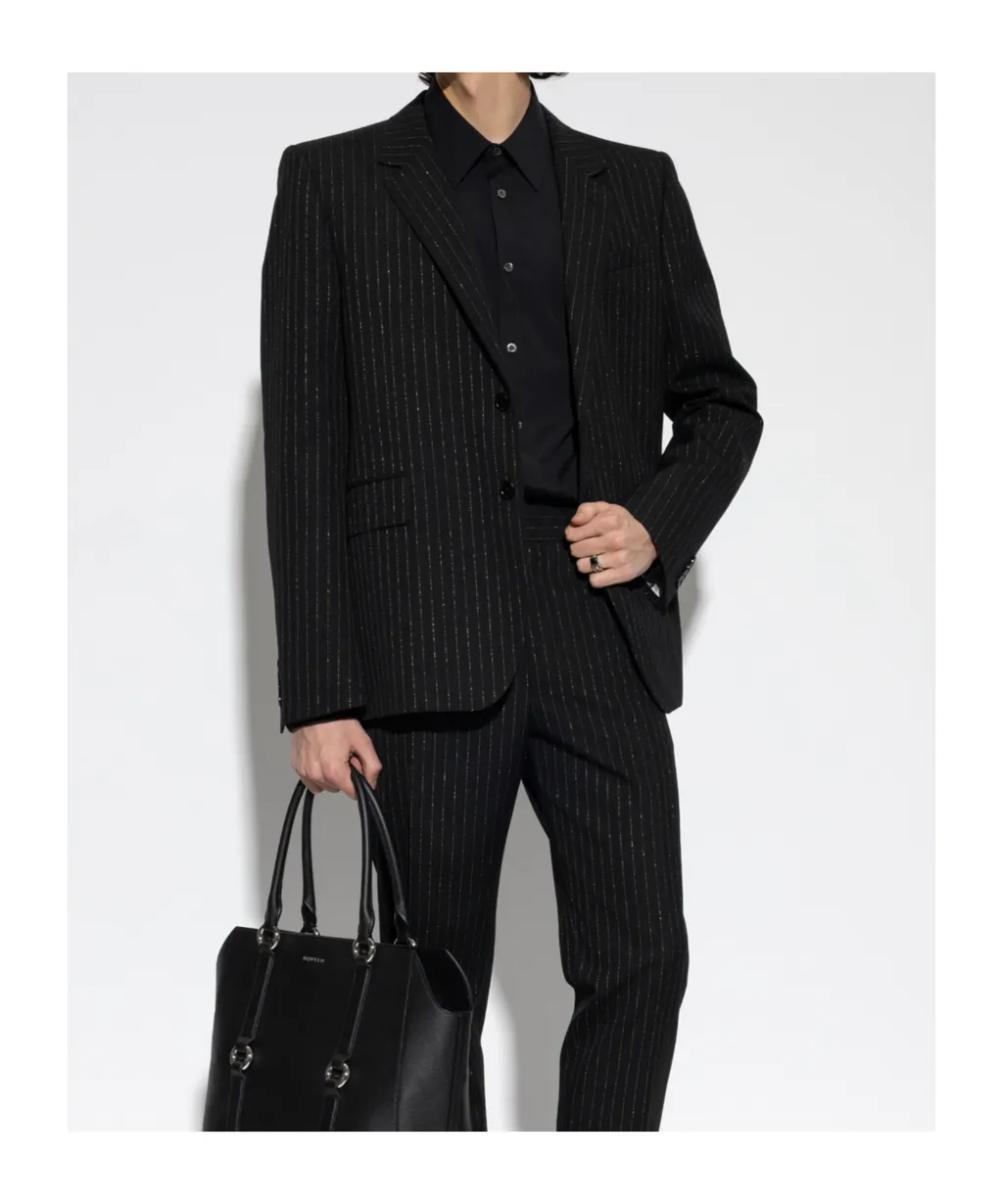 Alexander Mcqueen Single Breasted Lurex Thread Blazer