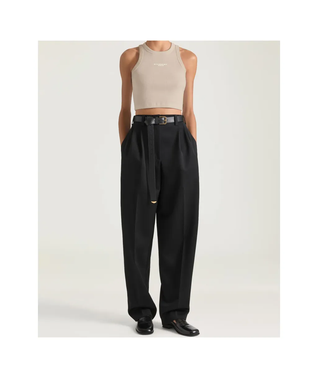 Cropped Tank Top In Cotton With Givenchy Paris Print